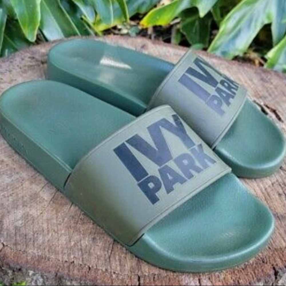 Ivy Park Olive Green slides